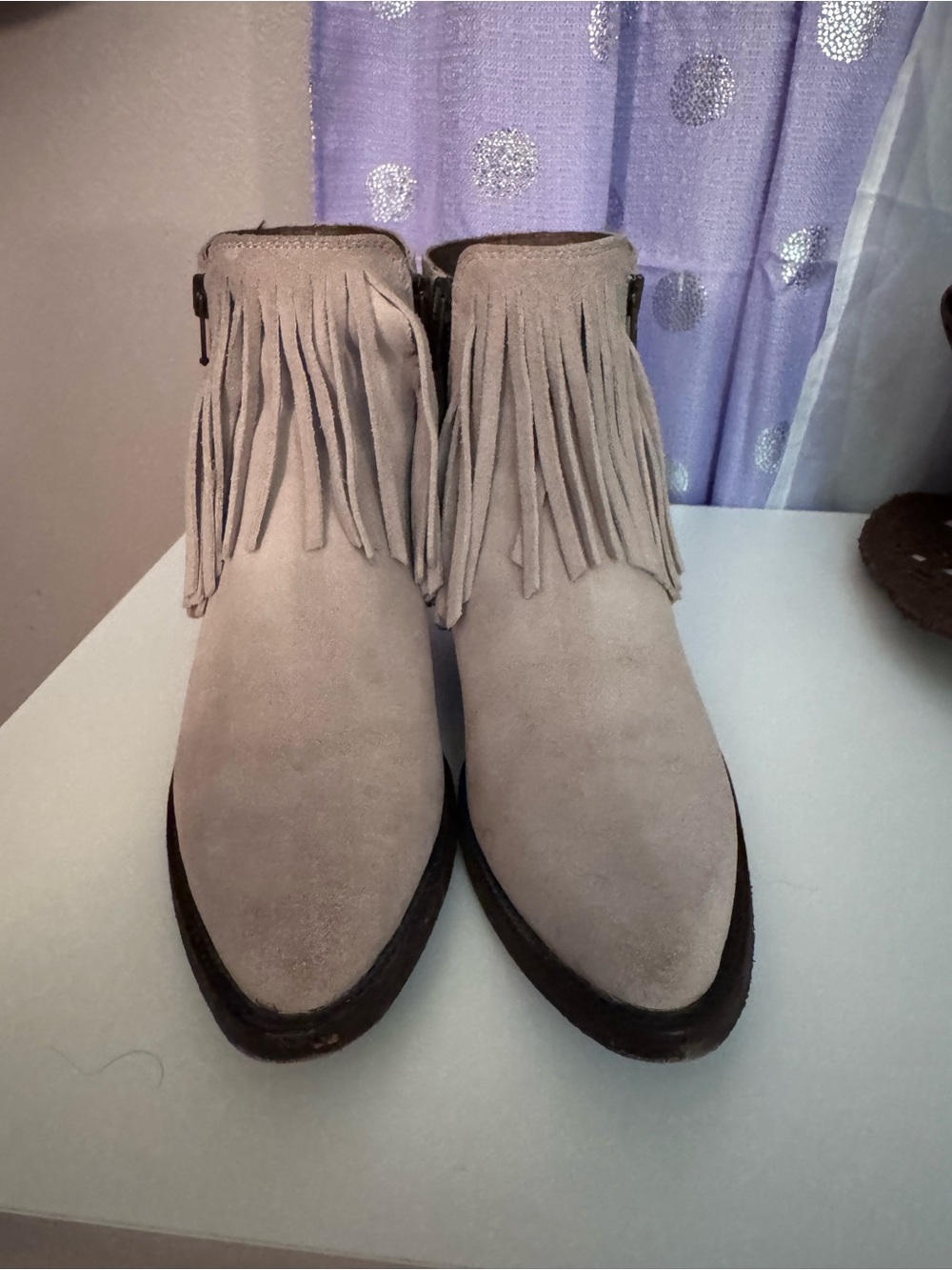 Old Gringo Taupe Suede Fringe Ankle Boots